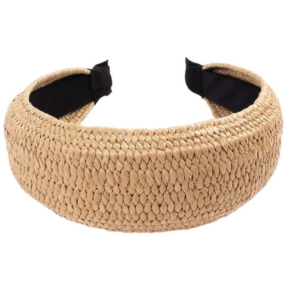 NEW Women's Braid Straw Tan Headband - Picture 4 of 5
